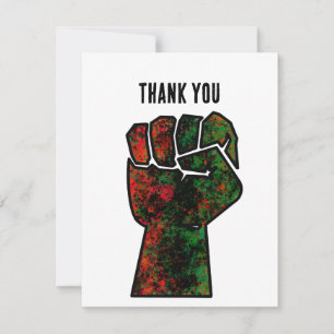 black pride red green fist pan African flag unity Thank You Card