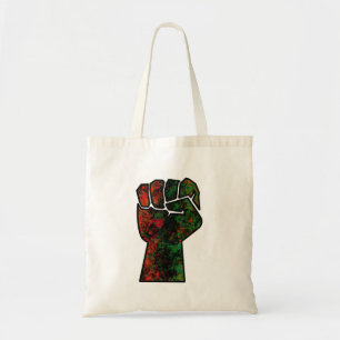 black pride red green fist pan African flag unity Tote Bag