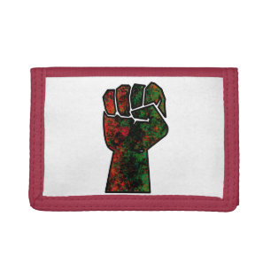 black pride red green fist pan African flag unity  Trifold Wallet