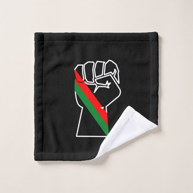 black pride red green fist pan African flag unity  Wash Cloth (Wash Cloth)