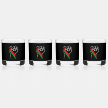Black Pride Red Green Fist Pan African Flag Unity  Whiskey Glass by CharmedPix at Zazzle