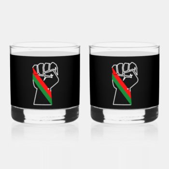 Black Pride Red Green Fist Pan African Flag Unity  Whiskey Glass by CharmedPix at Zazzle