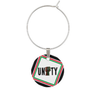 black pride red green fist pan African flag unity Wine Charm