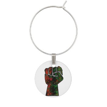 Black Pride Red Green Fist Pan African Flag Unity  Wine Charm by CharmedPix at Zazzle