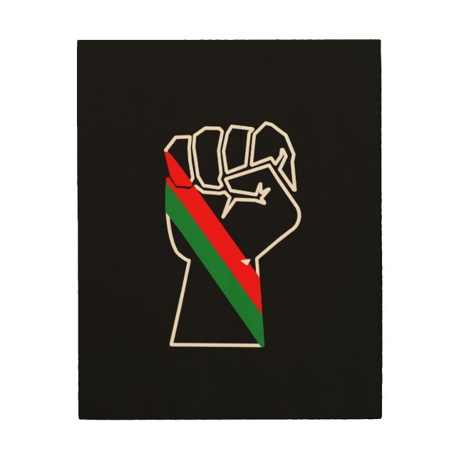 black pride red green fist pan African flag unity  Wood Wall Art (Front)