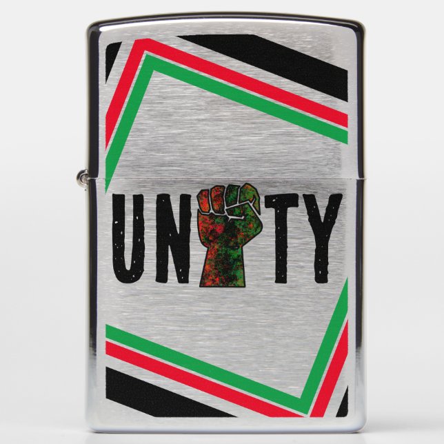 black pride red green fist pan African flag unity  Zippo Lighter (Front)
