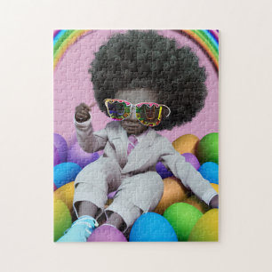 Black Prince Melanin Boys Easter Egg Hunt Rainbow Jigsaw Puzzle