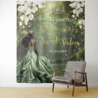 Black Princess and Frog Sage Green Dress Sweet 16