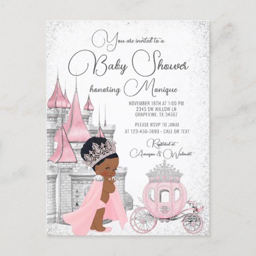 Black Princess Baby Shower Invitation Postcard