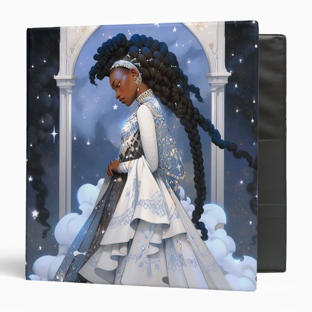 Black Princess Fantasy Art 3 Ring Binder (Front/Inside)