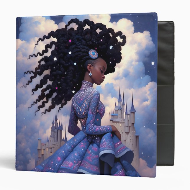 Black Princess Fantasy Art 3 Ring Binder (Front/Inside)