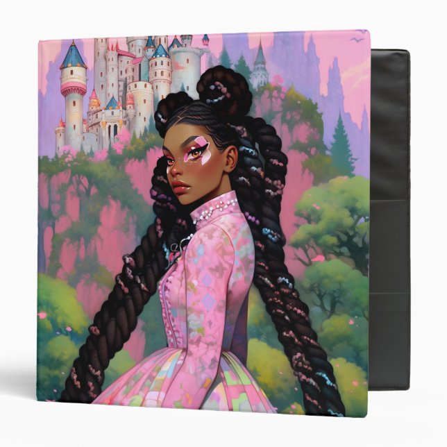 Black Princess Fantasy Art 3 Ring Binder (Front/Inside)