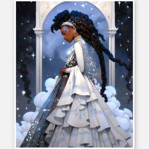 Black Princess Fantasy Art Sticker