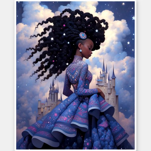 Black Princess Fantasy Art Sticker