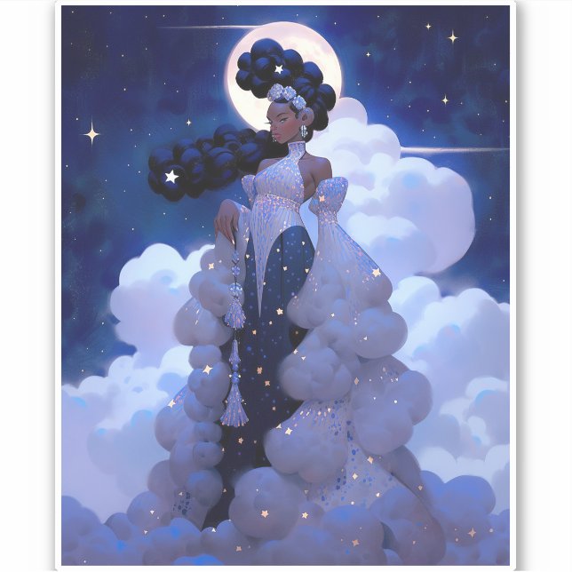 Black Princess Fantasy Art Sticker (Front)