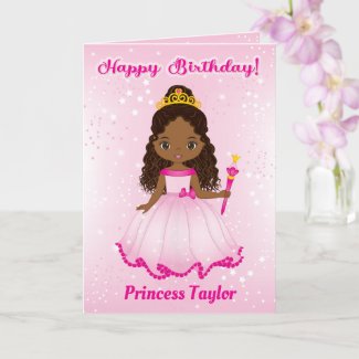 Black Princess Happy Birthday Card | Add any Age 