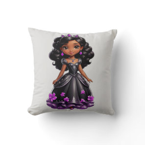 Black Princess Throw Pillow