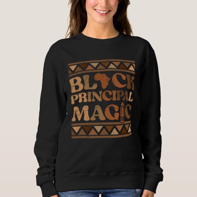 Black Principal Magic Africa Pride Melanin Black H Sweatshirt (Front)