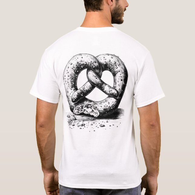 Black Print Plain Sketchy Pretzel Front & Back T-Shirt (Back)