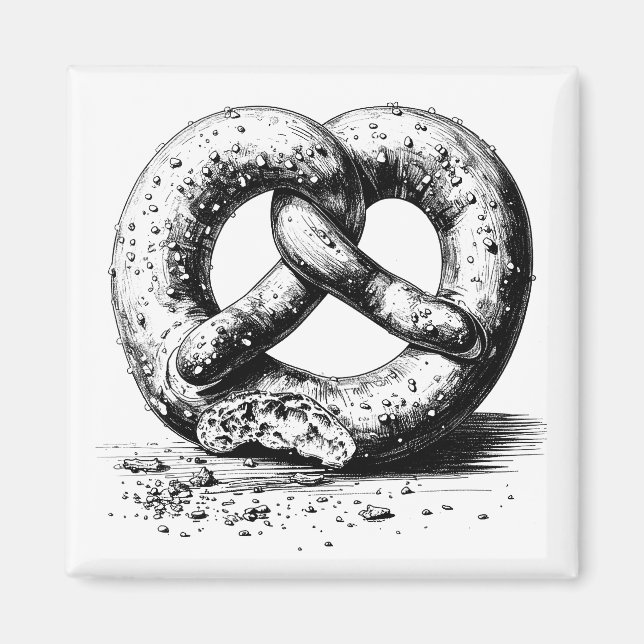 Black Print Plain Sketchy Pretzel Magnet (Front)