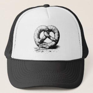 Black Print Plain Sketchy Pretzel Trucker Hat