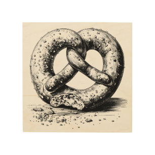 Black Print Plain Sketchy Pretzel Wood Art