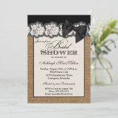 Black PRINTED BOW Burlap Lace Bridal Shower Invite (Standing Front)