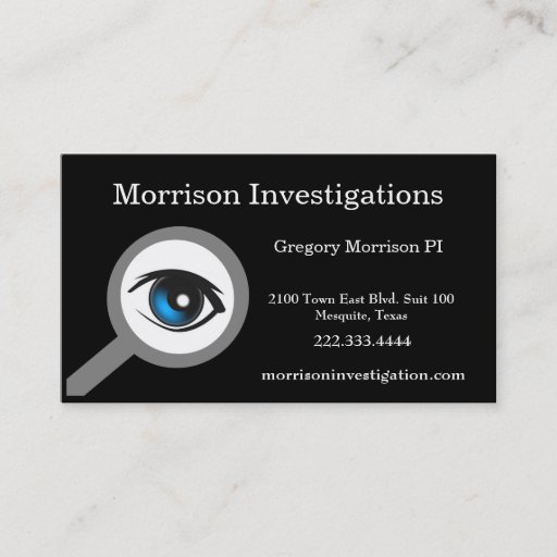 Customizable Black Private Investigation Business Card