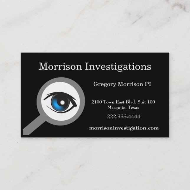 Black Private Investigation Business Card (Front)