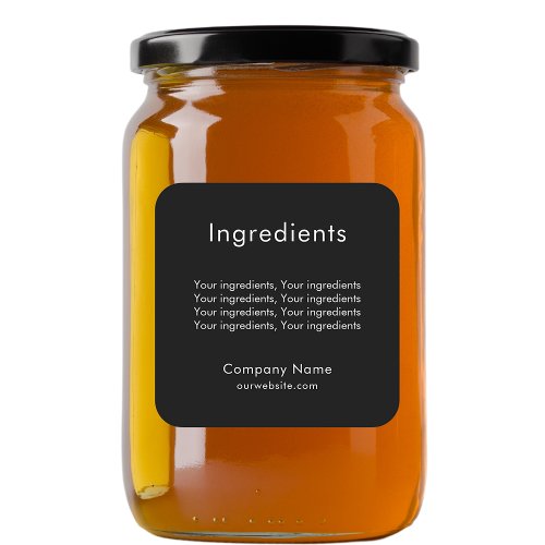 Black product ingredient listing business label