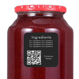 Black product ingredient listing qr code label