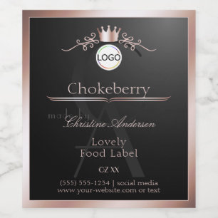 Black Product Label Rose Gold Frame Logo Monogram