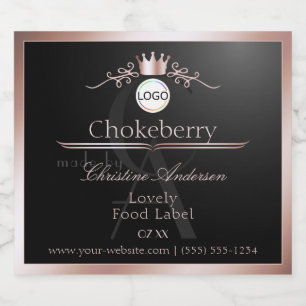 Black Product Label Rose Gold Frame Logo Monogram