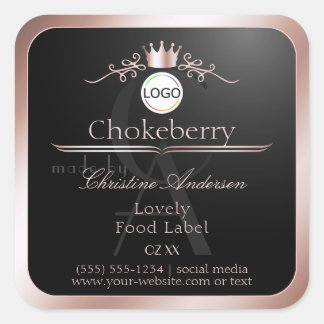 Black Product Label Rose Gold Frame Logo Monogram