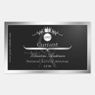 Black Product Label Silver Frame Logo and Monogram