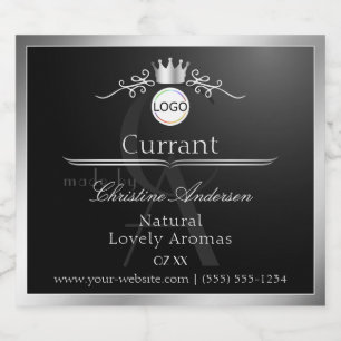 Black Product Label Silver Frame Logo and Monogram