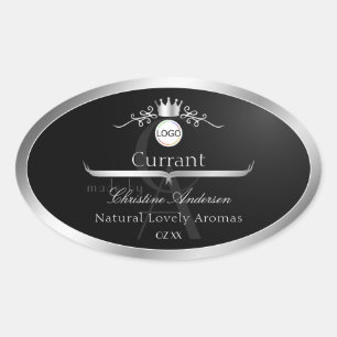 Black Product Label Silver Frame Logo and Monogram
