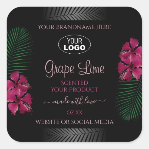 Black Product Label Wine Red Hawaiian Flowers Logo