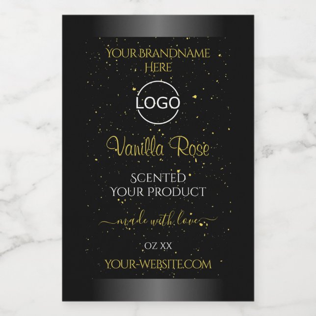 Black Product Labels Gold Soft Glitter with Logo (Single Label)