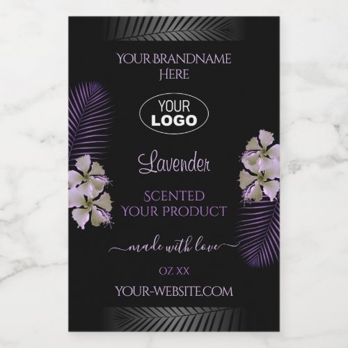 Black Product Labels Purple Hawaii Flowers Logo