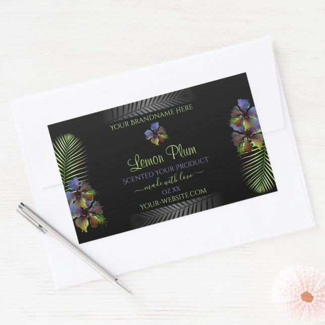 Black Product Labels Yellow Purple Hawaii Flowers (Envelope)