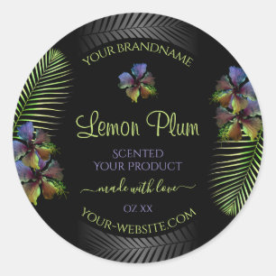 Black Product Labels Yellow Purple Hawaii Flowers