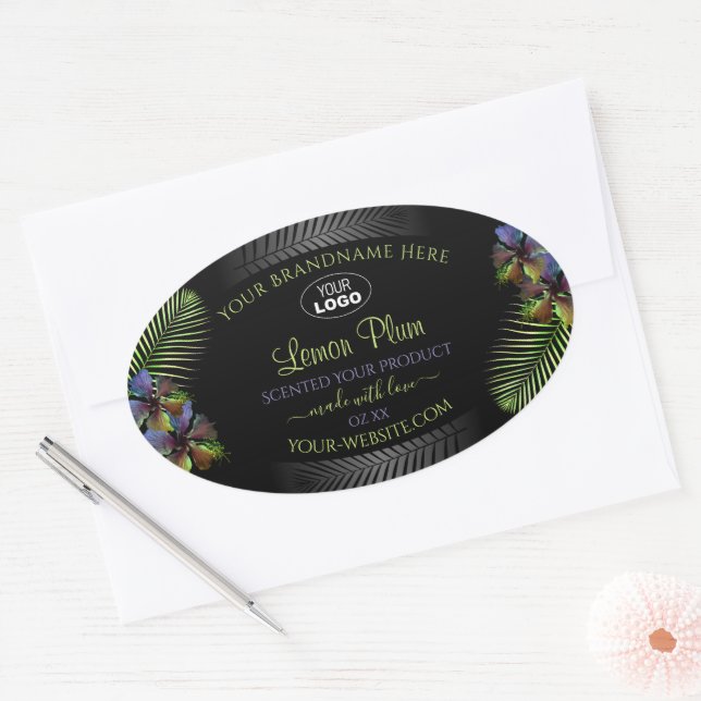 Black Product Labels Yellow Purple Hibiscus Logo (Envelope)