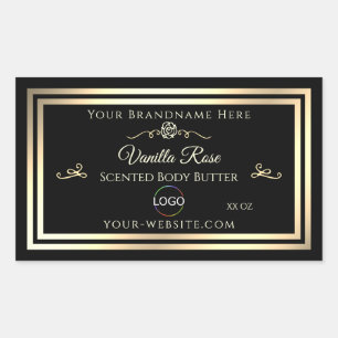 Black Product Packaging Label Gold Frame with Logo