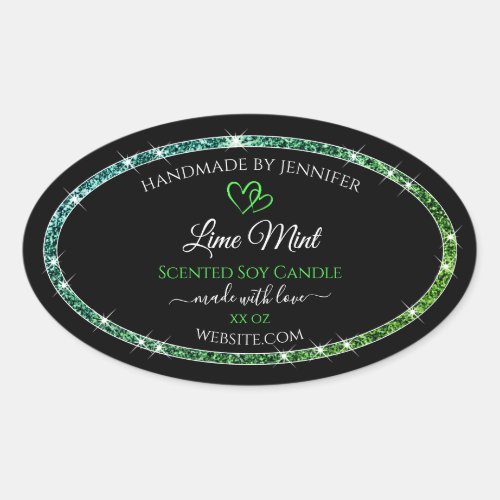 Black Product Packaging Labels Teal Green Glitter