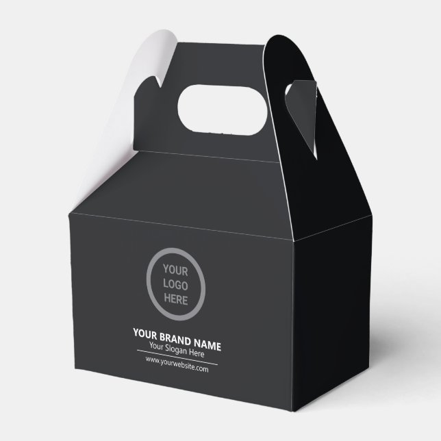Black Professional Business Custom Logo Promotion Favor Boxes (Front Side)
