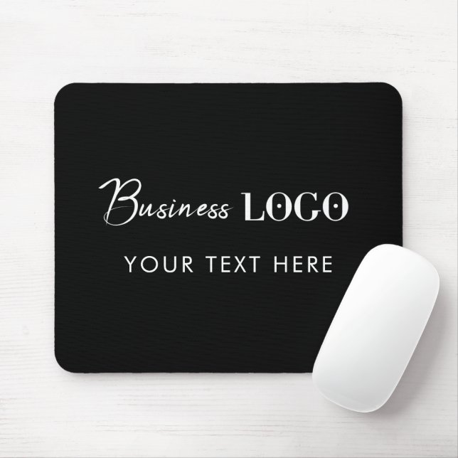 Black Professional Company Business Logo & Text  Mouse Pad (With Mouse)