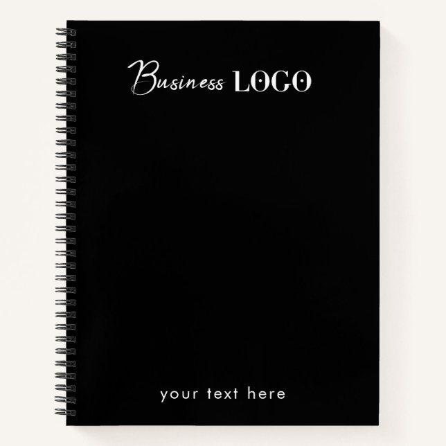 Black Professional Company Business Logo & Text  Notebook (Front)