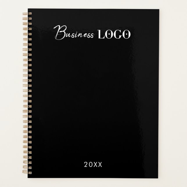 Black Professional Company Business Logo & Text  Planner (Front)