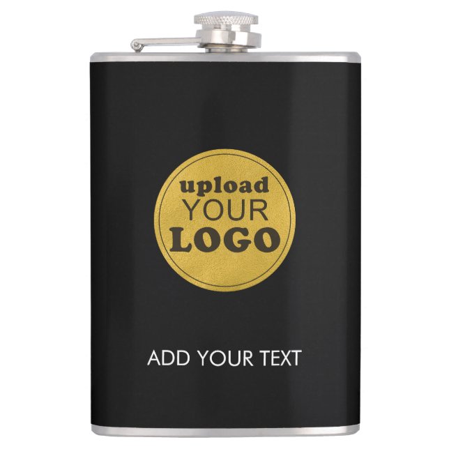 Black Professional Custom Business Logo Company  Flask (Front)